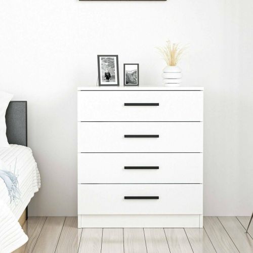 Cassettiera Bianco 4 Cassetti Apertura Scorrevole 70x79x42h cm, Chiusura Scorrevole - Kalmaegi