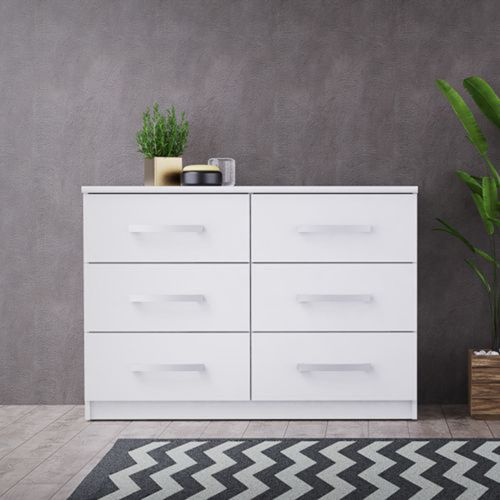 Cassettiera Bianco 6 Cassetti Apertura Scorrevole 112x43x79h cm, Chiusura Scorrevole - Laganaro