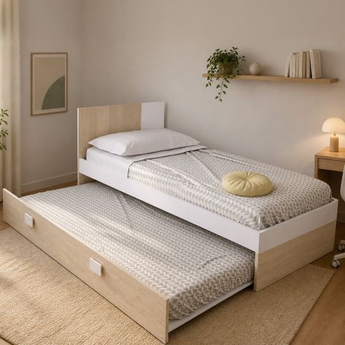 Cassettiera Bianco Marrone Rovere un Cassetto Apertura Scorrevole 190x93x25h cm, Chiusura Scorrevole - Caudina