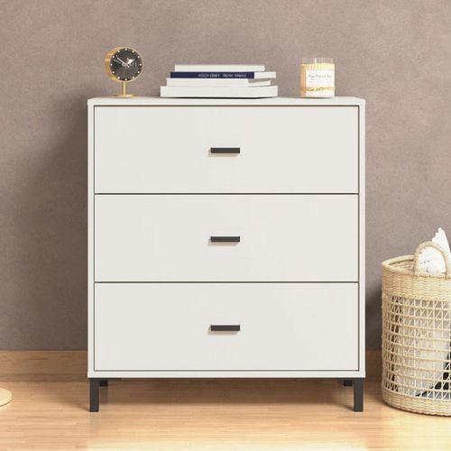 Cassettiera Bianco Nero 3 Cassetti Apertura Scorrevole 80x40x90h cm, Chiusura Scorrevole - Portio
