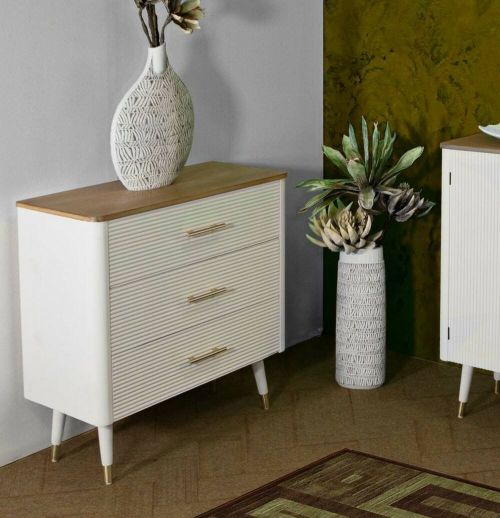 Cassettiera Boissano, Settimino multiuso, Comò camera da letto, Mobile con cassetti, 78x37 h80 cm, Bianco e Marrone