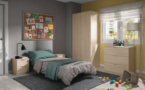 Cassettiera Bridgeport, Settimanale moderna a 3 cassetti, Mobile Comò basso per camera da letto, Mobile Settimanale, 77x38h80 cm, Rovere