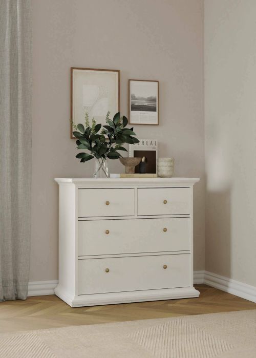 Cassettiera Clairett, Settimino multiuso, Comò camera da letto, Mobile con cassetti, 96x49 h87 cm, Bianco