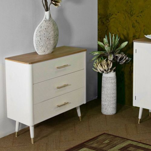 Cassettiera con maniglie bianca e marrone 78x80h cm - Phaidone