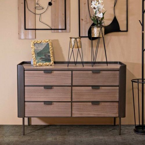 Cassettiera con maniglie grigia e marrone 120x79h cm - Kasten