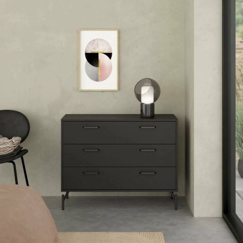 Cassettiera con maniglie nera 98x76h cm - Theodule