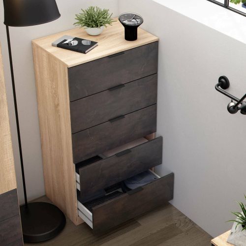 Cassettiera con maniglie rovere e antracite 60x110h cm - Armenia