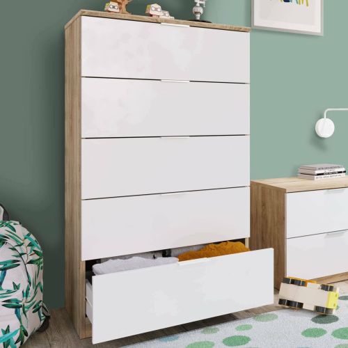 Cassettiera con maniglie rovere e bianca 60x110h cm - Armenia