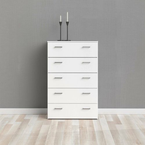 Cassettiera Elise, Settimino multiuso, Comò camera da letto, Mobile con cassetti, 74x36 h114 cm, Bianco