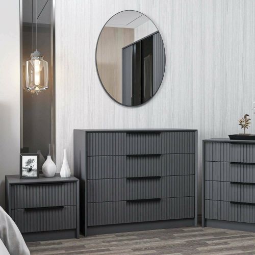 Cassettiera Haedus, Settimino multiuso, Comò camera da letto, Mobile con cassetti, 100x85 h45 cm, Antracite