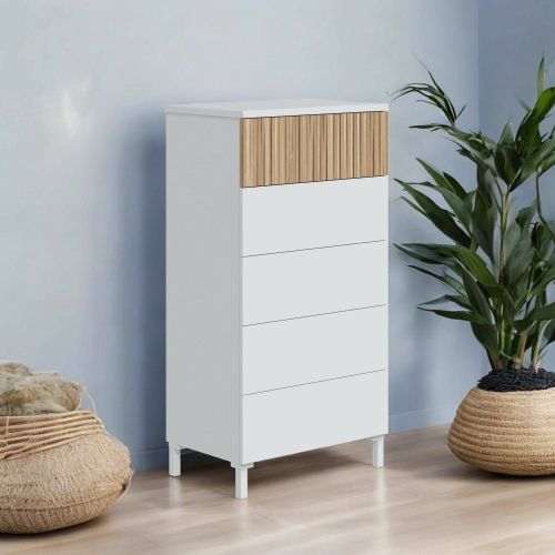 Cassettiera in legno bianca e rovere 61x118h cm - Argenta