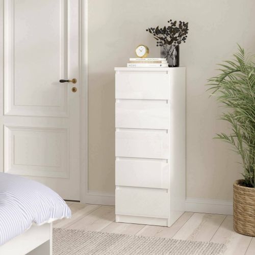 Cassettiera in legno bianca lucida 40x50x111h cm - Achaldi