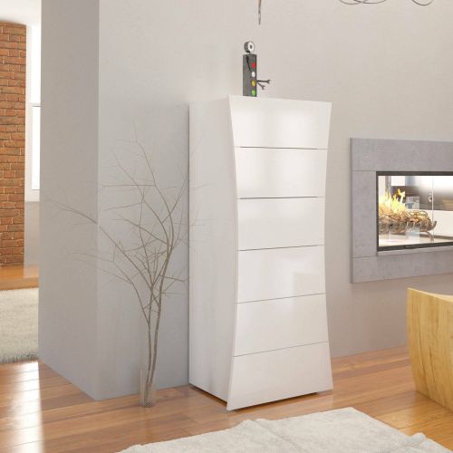 Cassettiera in legno bianca lucida 50x121h cm - Arignano