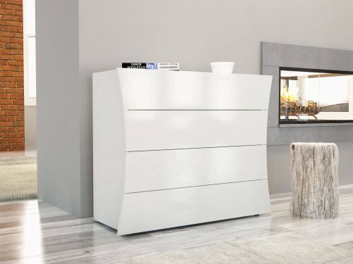 Cassettiera in legno bianca lucida 98x81h cm - Annapaola