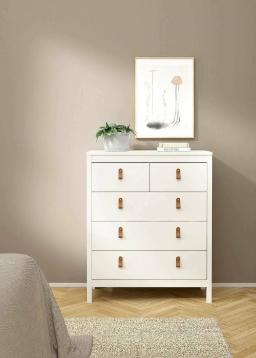Cassettiera Jeanine, Settimino multiuso, Comò camera da letto, Mobile con cassetti, 38x82 h99 cm, Bianco