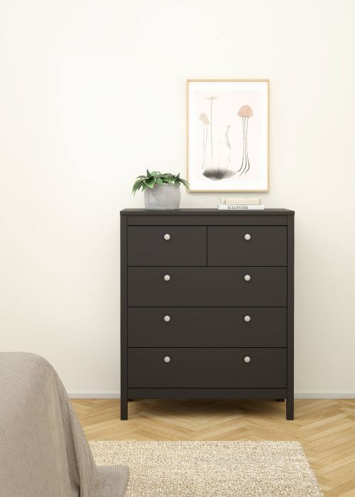 Cassettiera Jeanine, Settimino multiuso, Comò camera da letto, Mobile con cassetti, 38x82 h99 cm, Nero