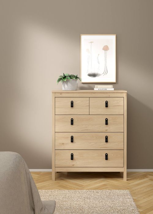 Cassettiera Jeanine, Settimino multiuso, Comò camera da letto, Mobile con cassetti, 38x82 h99 cm, Rovere