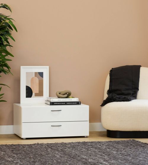 Cassettiera Limerick, Settimino multiuso, Comò camera da letto, Mobile con cassetti, 74x52 h35 cm, Bianco