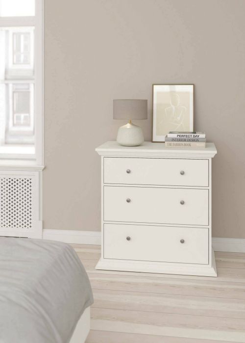 Cassettiera Lorraine, Settimino multiuso, Comò camera da letto, Mobile con cassetti, 52x86 h88 cm, Bianco