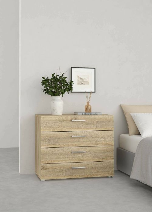 Cassettiera Marinette, Settimino multiuso, Comò camera da letto, Mobile con cassetti, 40x80 h68 cm, Quercia