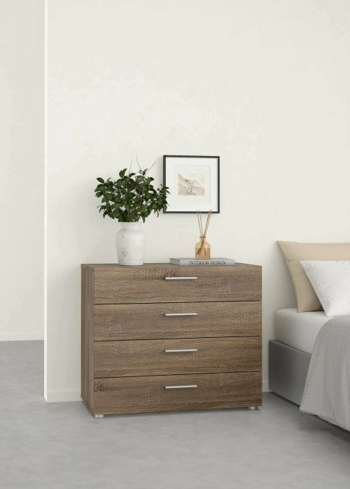 Cassettiera Marinette, Settimino multiuso, Comò camera da letto, Mobile con cassetti, 70x40 h76 cm, Rovere