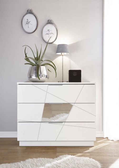 Cassettiera Mezzola, Settimino multiuso, Comò camera da letto, Mobile con cassetti, Made in Italy, 104x45 h85 cm, Bianco