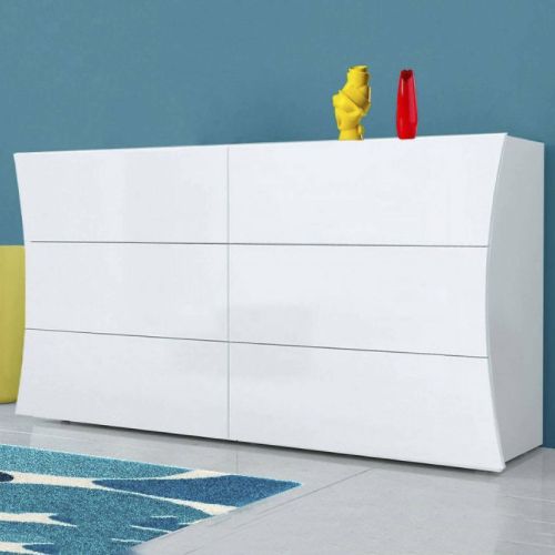 Cassettiera moderna bianca lucida 155x82h cm - Albelaziz