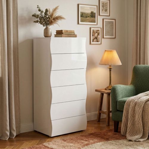 Cassettiera moderna bianca lucida 50x121h cm - Asch