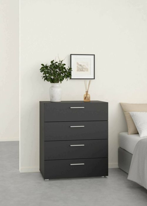 Cassettiera Nina, Settimino multiuso, Comò camera da letto, Mobile con cassetti, 40x70 h82 cm, Nero