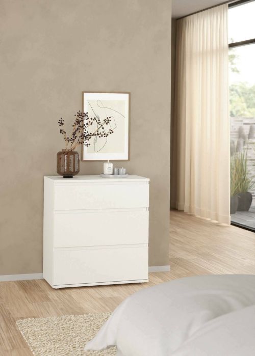 Cassettiera Pomme, Settimino multiuso, Comò camera da letto, Mobile con cassetti, 77x40 h84 cm, Bianco
