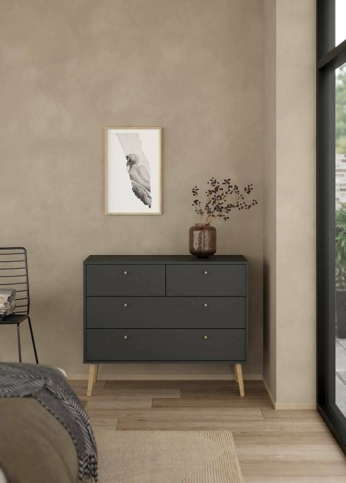 Cassettiera Tiffany, Settimino multiuso, Comò camera da letto, Mobile con cassetti, 39x99 h82 cm, Grigio
