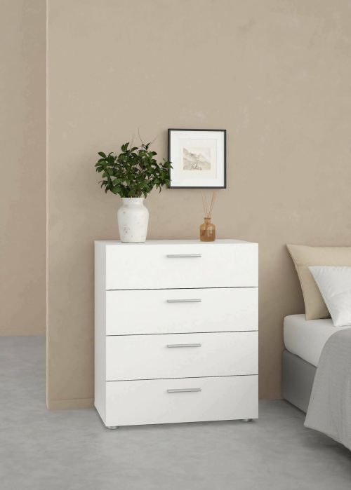 Cassettiera Valerie, Settimino multiuso, Comò camera da letto, Mobile con cassetti, 70x40 h82 cm, Bianco