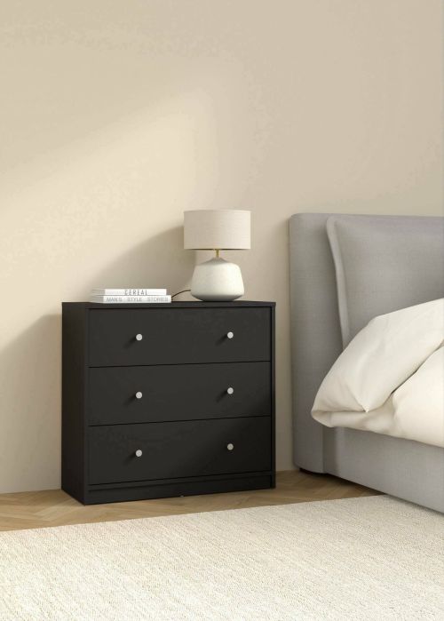 Cassettiera Vivienne, Settimino multiuso, Comò camera da letto, Mobile con cassetti, 72x30 h68 cm, Nero