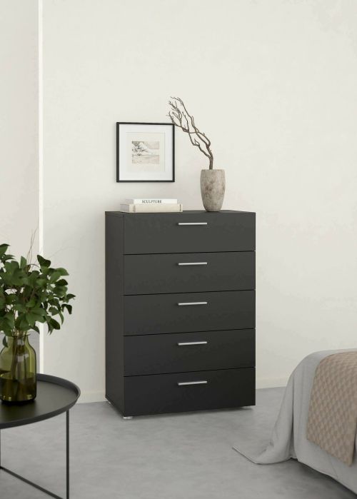 Cassettiera Yolande, Settimino multiuso, Comò camera da letto, Mobile con cassetti, 40x70 h102 cm, Nero