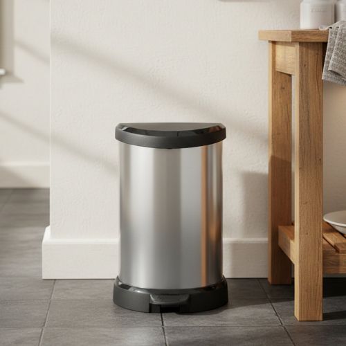 Cestino rifiuti con pedale cilindrico 15L 31x28x45h cm argento e nero - Renfrew