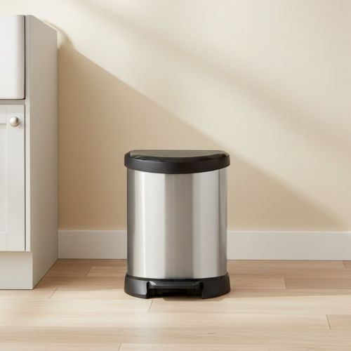 Cestino rifiuti con pedale cilindrico 5L 25x21x28h cm argento e nero - Renfrew