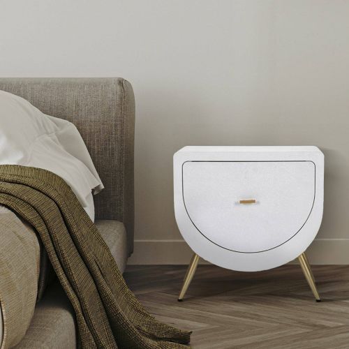 Comodino 1 anta bianco e oro 50x32x50h cm - Suze