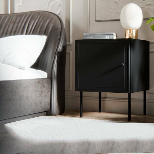 Comodino 1 anta nero 45x39x59h cm - Set di 2 comodini Crecchio