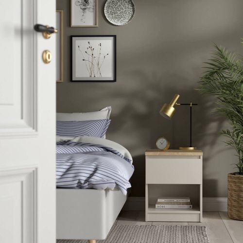 Comodino 1 cassetto beige 40x40x49h cm - Solantra