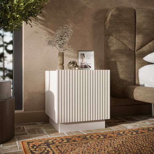 Comodino 1 ripiano beige 47x40x44h cm - Set di 2 comodini Revo