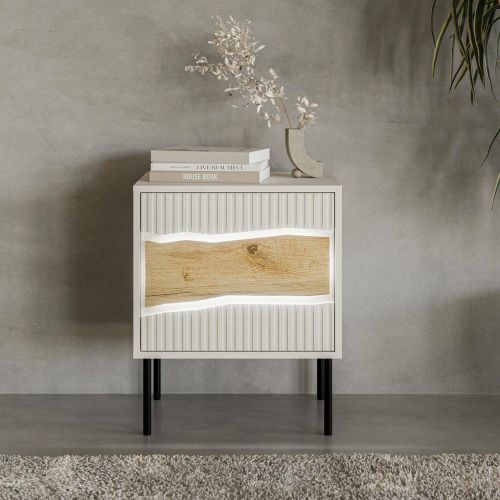 Comodino 1 ripiano beige 50x40x61h cm - Set di 2 comodini Ussana