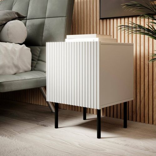 Comodino 1 ripiano bianco 44x40x51h cm - Set di 2 comodini Femmine