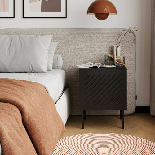Comodino 1 ripiano nero 45x42x59h cm - Set di 2 comodini Viano