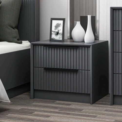 Comodino 2 cassetti antracite 45x45x53h cm - Moke