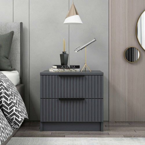 Comodino 2 cassetti antracite 50x40x47h cm - Meranti