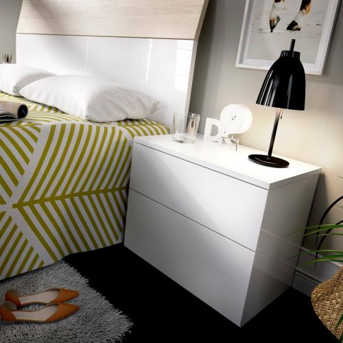 Comodino 2 cassetti bianco 52x34x42h cm - Acri