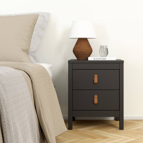 Comodino 2 cassetti nero 43x38x54h cm - Fred