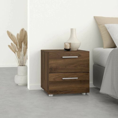 Comodino 2 cassetti noce 40x40x42h cm - Apolla
