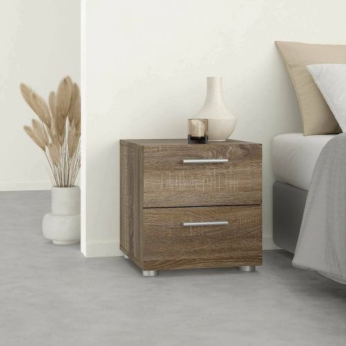 Comodino 2 cassetti rovere 40x40x42h cm - Apolla