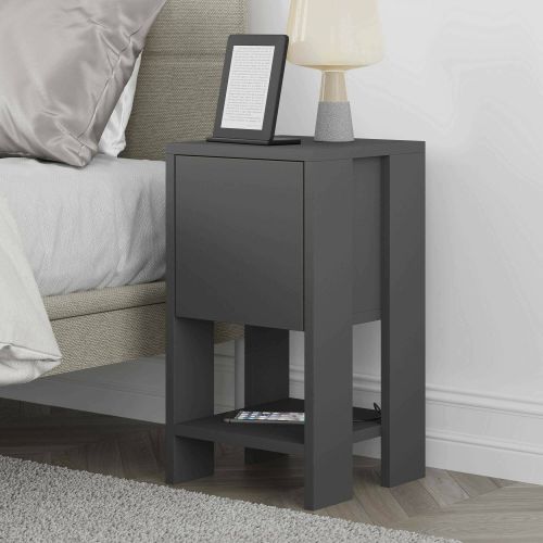 Comodino 2 ripiani antracite 30x30x55h cm - Filippa